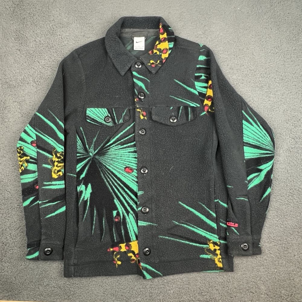 Lebron James Sherpa Jacket Mens Small Black Green Nike South Beach Tropical